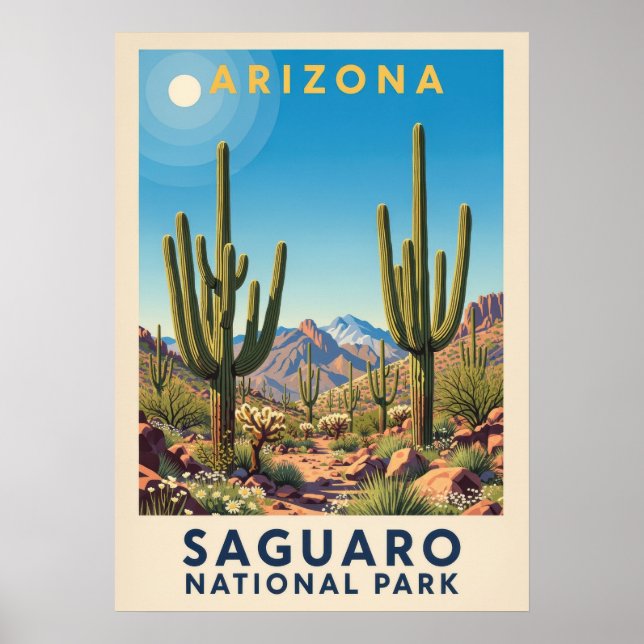 Poster Parque Nacional Saguaro da arizona V02 (Frente)