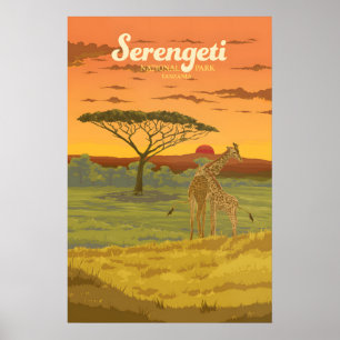 Poster Parque Nacional Serengeti Tanzânia Cartaz de Viage