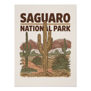 Pôster Parque Nacional Sonoran Desert Saguaro