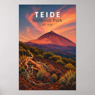 Poster Parque Nacional Teide Espanha Ilustração Arte Viag