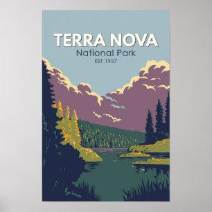 Poster Parque Nacional Terra Nova Canadá Viagem Arte Vint