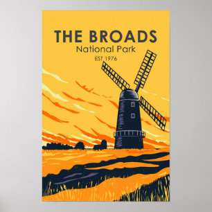 Poster Parque Nacional The Broads Inglaterra Vintage