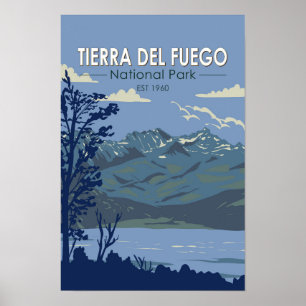 Poster Parque Nacional Tierra Del Fuego Argentina Vintage
