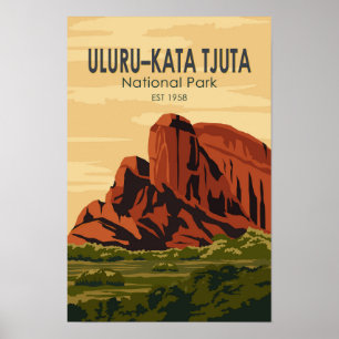 Poster Parque Nacional Uluru-Kata Tjuta Austrália Vintage