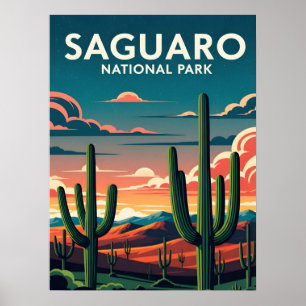 Poster Parque Nacional Vibrant saguaro