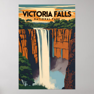 Poster Parque Nacional Victoria Falls Viagem tradicional