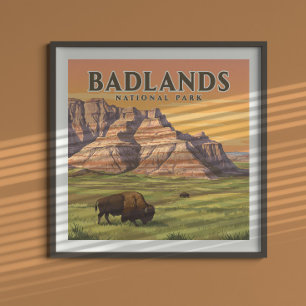 Poster Parque Nacional Vintage Badlands