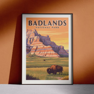Poster Parque Nacional Vintage Badlands