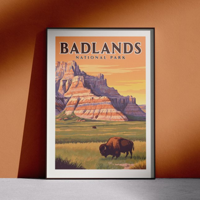 Poster Parque Nacional Vintage Badlands (Criador carregado)