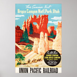 Poster Parque Nacional Vintage Bryce Canyon Utah Viagem