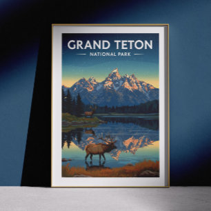 Poster Parque Nacional Vintage Grand Teton
