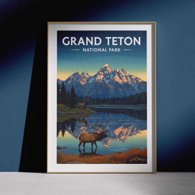 Poster Parque Nacional Vintage Grand Teton (Criador carregado)