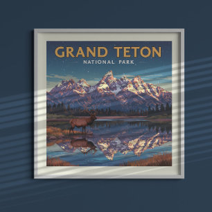 Poster Parque Nacional Vintage Grand Teton