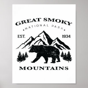 Poster Parque Nacional Vintage Great Smoky Mountains Kids