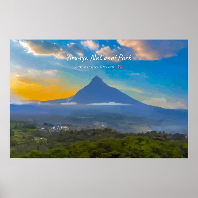 Poster Parque Nacional Virunga, RD Congo - Vulcão (Frente)