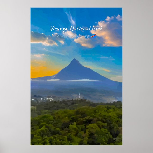 Poster Parque Nacional Virunga, RD Congo - Vulcão (Frente)