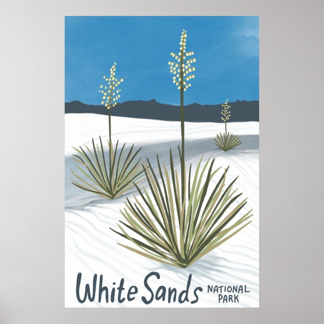 Poster Parque Nacional White Sands Novo México Gypsum Yuc (Frente)