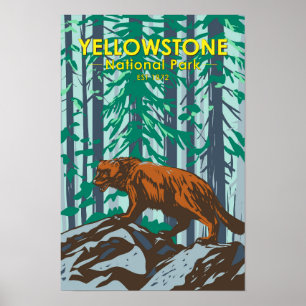 Poster Parque Nacional Wolverine Vintage, Yellowstone