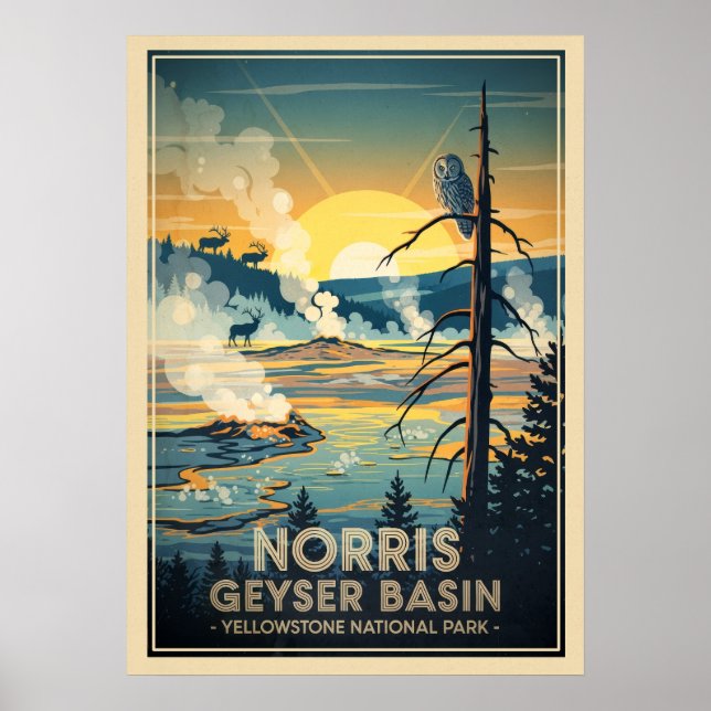 Poster Parque Nacional Yellowstone - Bacia Norris Geyser (Frente)