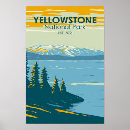 Poster Parque Nacional Yellowstone Lago Vintage