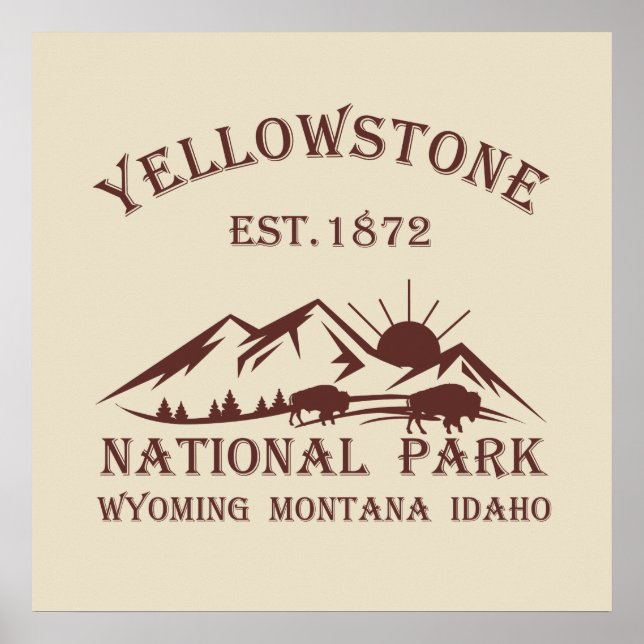 Poster Parque Nacional Yellowstone Vintage (Frente)
