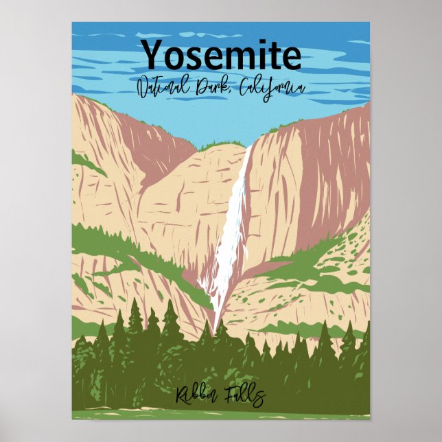 Poster Parque Nacional Yosemite, AC | Faixas de Fita (Frente)
