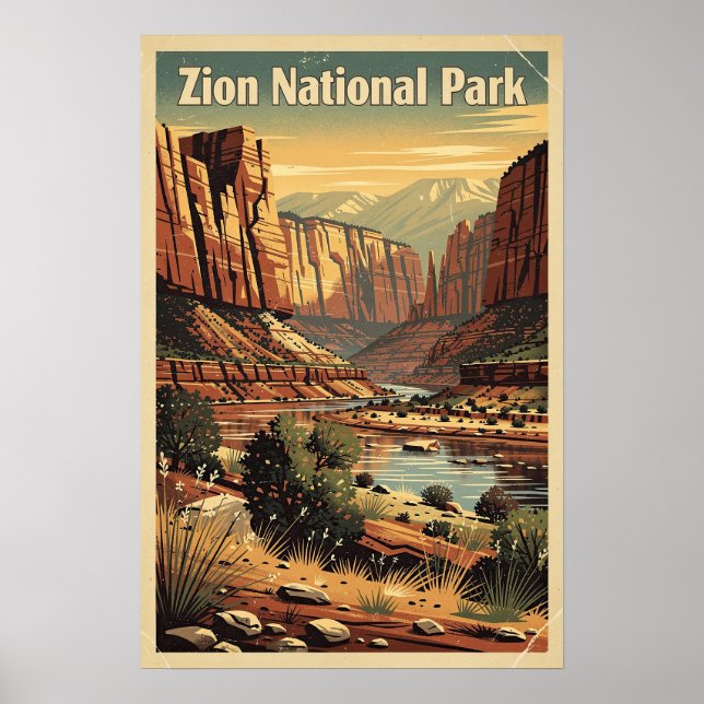 Poster Parque Nacional Zion Retro (Frente)