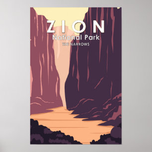 Poster Parque Nacional Zion The Narrows Retro
