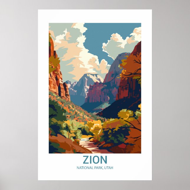 Poster Parque Nacional Zion Utah Parque Nacional dos EUA (Frente)