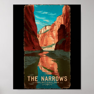 Poster parque nacional zion utah vintage the narrows