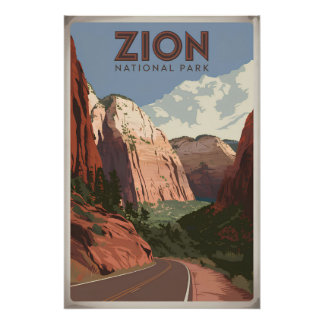 Pôster Parque Nacional Zion vintage