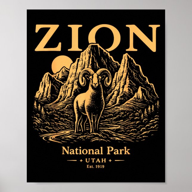 Poster Parque Nacional Zion Wilderness Hiking Camping (Frente)