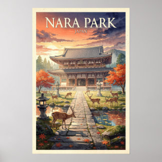 Poster Parque Nara Japão Viagem Vintage