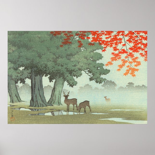 Poster Parque Nara Kawase Hasui 1953 Arte Japonês (Frente)