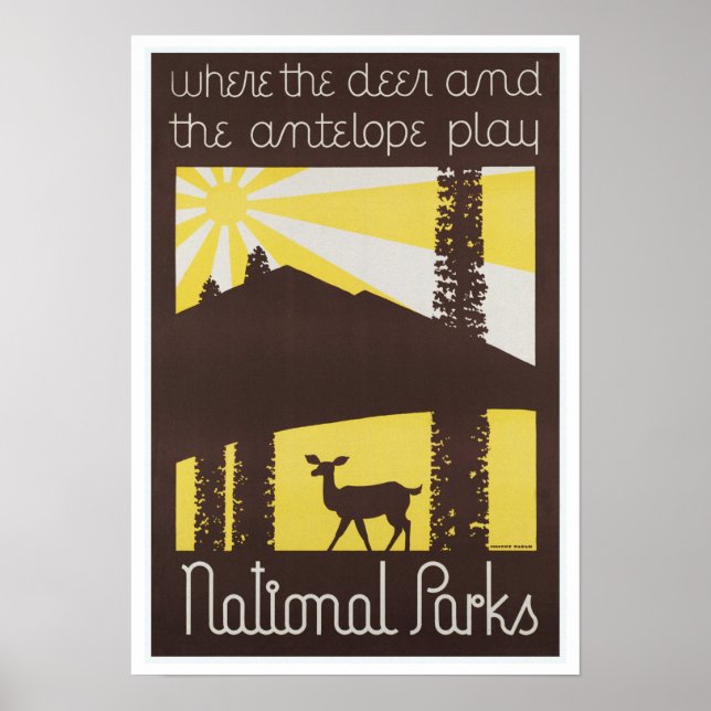 Poster Parques Nacionais Deer e Antelope (Frente)