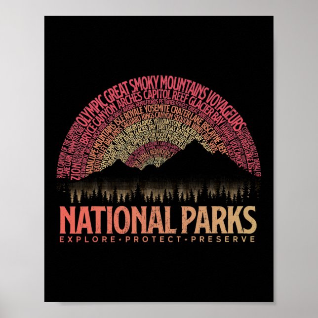 Poster Parques Nacionais dos EUA Explore Proteja Preserve (Frente)