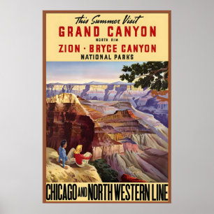 Poster Parques Nacionais Grand Canyon Zion Bryce Unidos