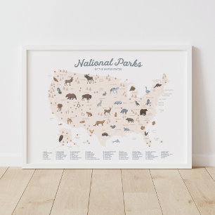 Poster Parques Nacionais Neutros Mapeiam O Decor De Enfer