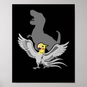 Poster Parrot Birb Memes Engraçado T-Rex Cockatiel