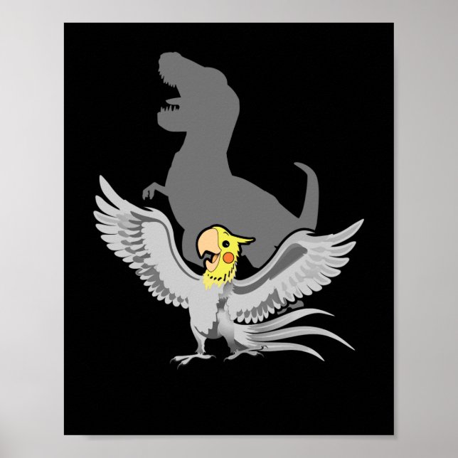 Poster Parrot Birb Memes Engraçado T-Rex Cockatiel (Frente)