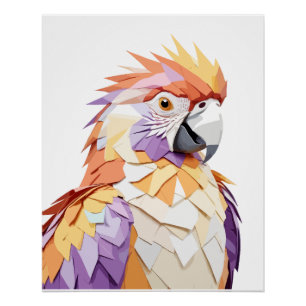 Pôster Parrot Brincadeira Adorável Animal Colorido Alegri