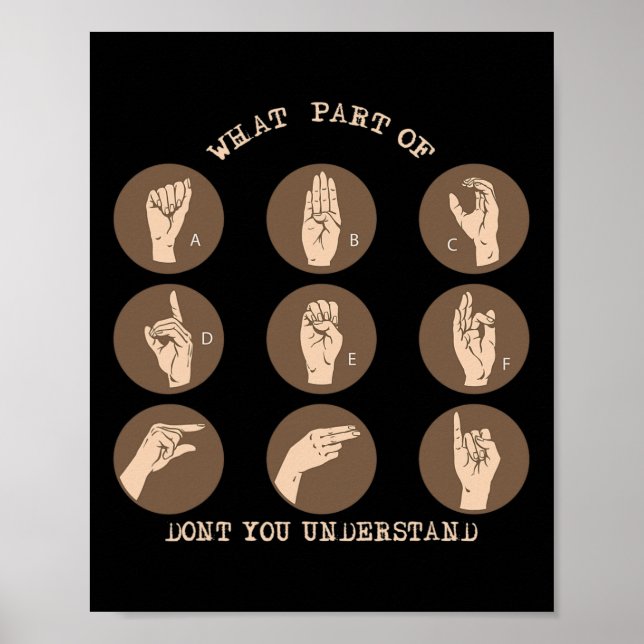 Poster Parte de Não compreende Asl Sign Language Dea (Frente)