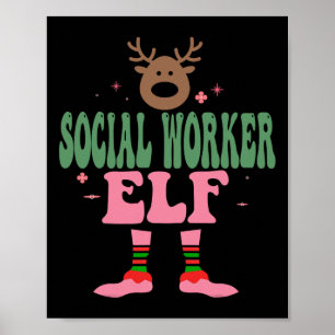 Poster Parte de Natal do Grupo Elf Xmas do Trabalhador So