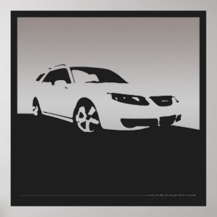 Pôster Parte dianteira Aero de Saab 9-5 - cinza no fundo