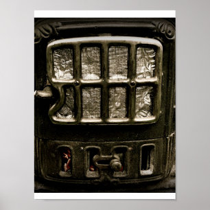 Pôster Parte dianteira velha do fogão da sala de estar d