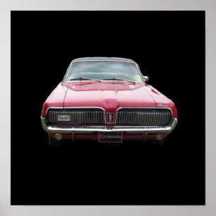 Pôster Parte frontal clássica velha do vermelho do puma