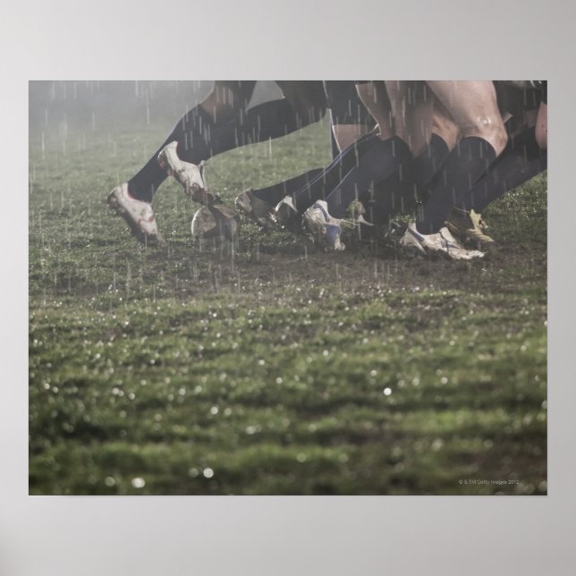 Pôster Parte inferior do jogador de rúgbi no rúgbi, empur (Frente)