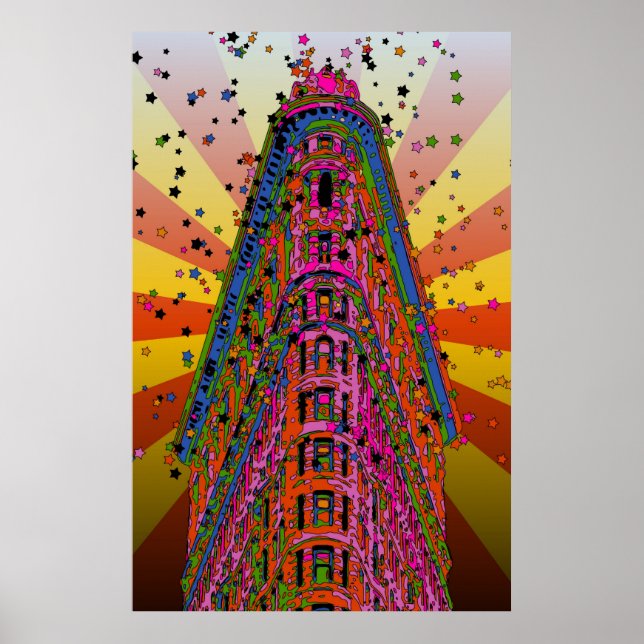 Pôster Parte superior do edifício Flatiron Vermelho, Raio (Frente)