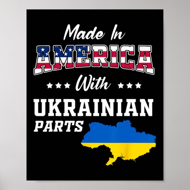 Poster Partes Americanas Ucranianas Mapa da Ucrânia Bande (Frente)