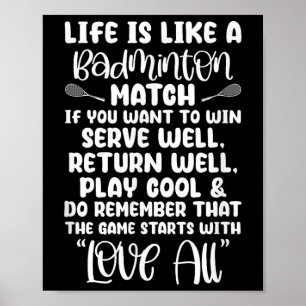 Poster Partida de Badminton Esporte Jogador Raquete Jogos